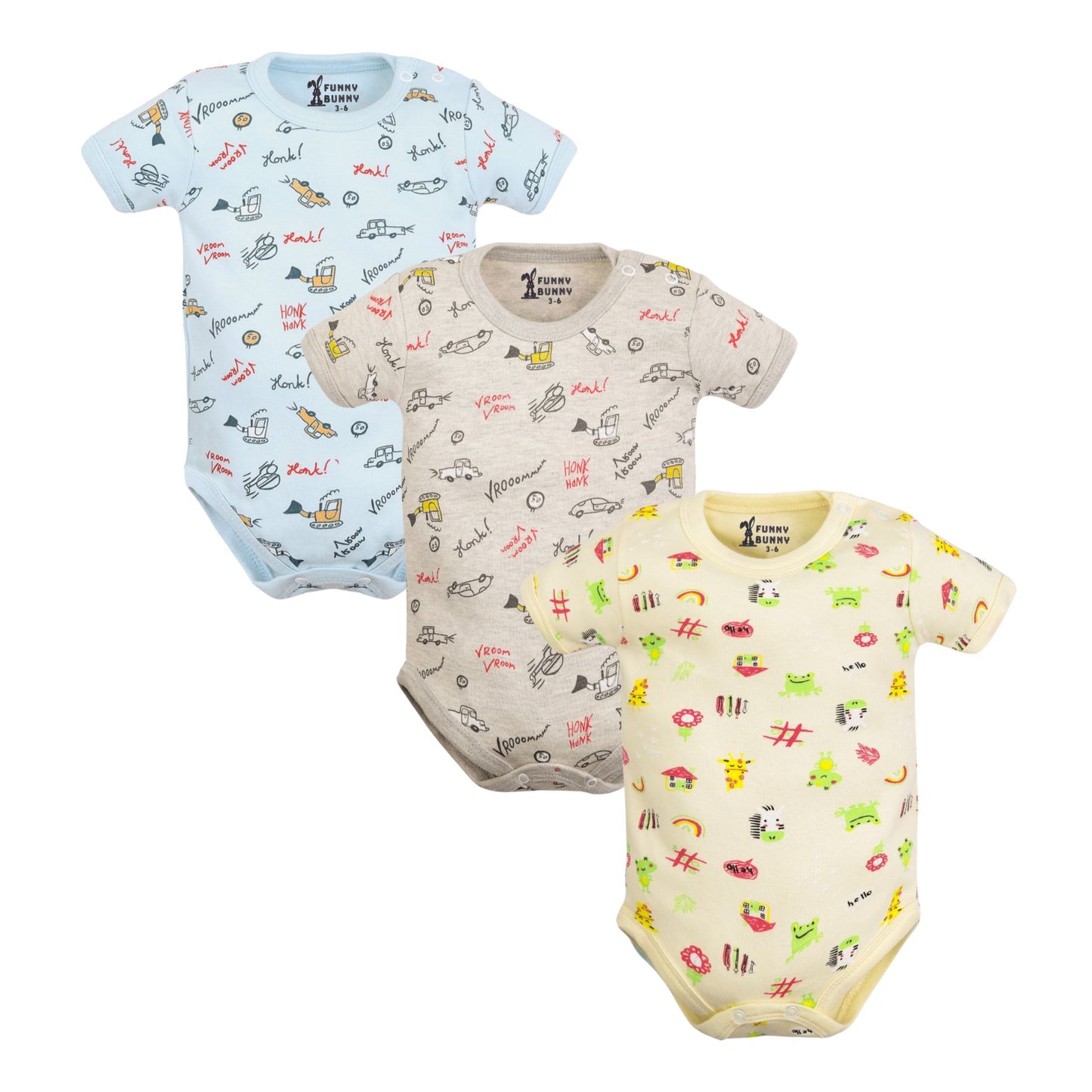 Funny Bunny Baby® Half Sleeves Onesies  "Snap Closure"