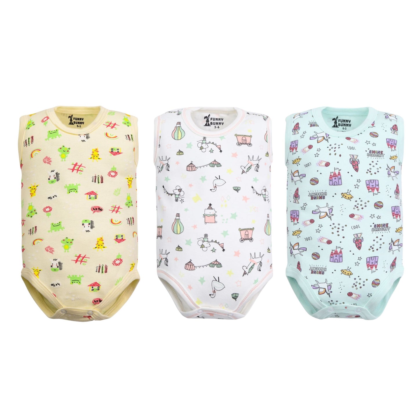 Funny Bunny Baby® Sleeveless Onesies  "Snap Closure"